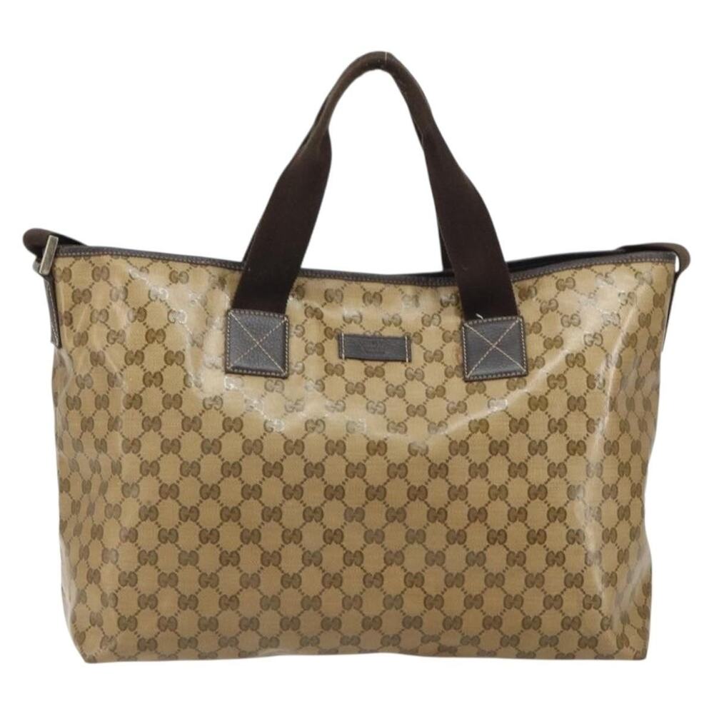 Gucci GG Crystal Tote Bag Coated Canvas Brown